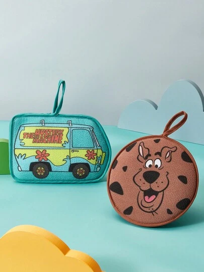 SCOOBY-DOO X SHEIN 1Pc Dog Printing/Car Shape Bath Towel Gloves, Available On Both Sides, One Side Foaming And One Side Rubbing, Strong Cleaning Power, Can Be Used By Adults And Children,Gift Ideas
