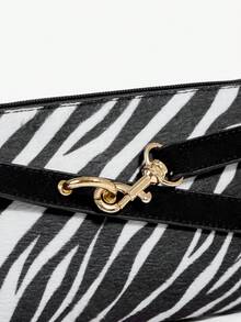 SHEIN SXY 女士单肩包，流浪包，麂皮材质，时尚优雅，简约百搭，可定制，经典百搭，适合通勤、办公、约会、日常、购物、下午茶等场合 - 黑與白 - 查看 5