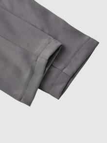 SHEIN MOD Women's Simple Commuter Notched Collar Cinched Waist Blazer And Flare Pants Suit, Women Suit Set, Grey Two Pieces Set Women,Bell Bottom In Fall/Winter - Grey - View 8