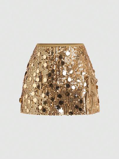 Sweetra Women's Fashionable Multicolor Sequin Elegant Skort