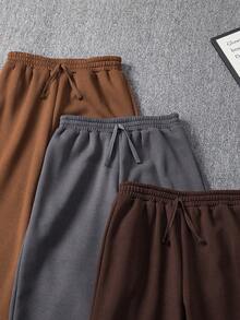 SHEIN Explorewe Pantalones jogger casuales de unicolor con cordón en la cintura para niño preadolescente - Multicolor - Ver 6