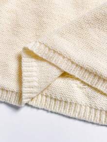 SHEIN Unity Vestido de punto casual de hombros descubiertos de unicolor para mujer, otoño/invierno - Albaricoque - Ver 5