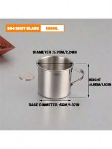 1个50/70/100毫升迷你杯。茶杯。杯子。咖啡杯。简约设计。防碎耐用。抛光优雅。适用于茶、酒、水、咖啡。可用洗碗机清洗。 - 銀色 - 查看 6