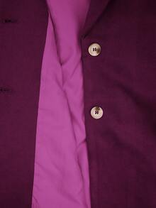 Aveloria Modichic Women's Notched Collar Double-Breasted Long Sleeve Casual Elegant OL Commuter Faux Suede Blazer - Purple - View 7