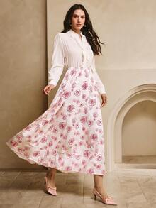 Penseblé Women's Blush Pink Printed Skirt,Elegant Autumn Skirt,Suitable For Tea Party,Dates,Beach,Music Festivals,Back To School,Parties,Halloween - Pink - View 6