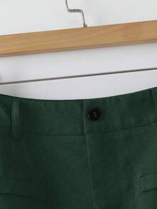 Franclia 简约通勤风春夏新款百搭时尚A字腰线修身小众设计黑色铅笔裙 - 墨綠色 - 查看 4