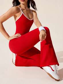 Gameset SHEIN Sport 女士健身瑜伽连体裤，时尚条纹街头运动服 - 彩色 - 查看 7