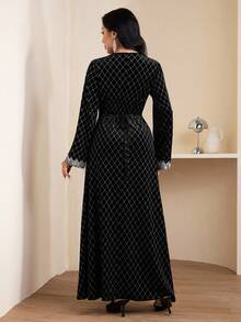 Al Najma 秋冬新款优雅奢华天鹅绒连衣裙 - 黑色 - 查看 2