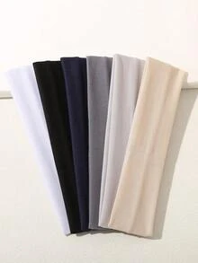 ROMWE Kawaii 6 piezas Diademas elásticas de unicolor, adecuadas para deportes y uso casual - 6pcs/set - Ver 2