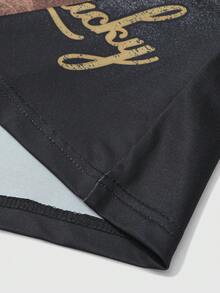 ROMWE MEN Street Life Men's Slogan Print Crew Neck Jesus Loose Fit Long Sleeve Casual T-Shirt - Black - View 7