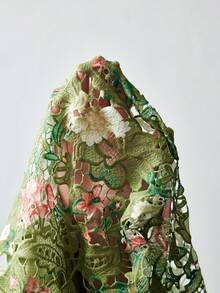 Arave Women's Water-Soluble Positioning Printed Fabric Shirt Collar Lapel Design Half-Open A-Line Hem Fashionable And Elegant Avocado Green Long Dress Women's Autumn Clothing, Elegant Dress - Avocado Green - View 8