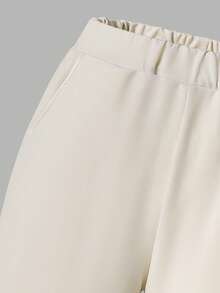 Vacaura 青少年男孩两件套休闲套装，包括一件宽松圆领落肩宽松袖口上衣，搭配纯色直筒裤。舒适百搭，适合夏秋两季穿着。