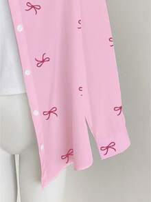 Resyla 女士蝴蝶结印花宽松长袖衬衫 - 彩色 - 查看 6