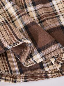 Sparklyn Plaid Patchwork Waist Cinched Long Sleeve Puff Cuff Autumn Dress For Teen GirlBack To School Fall Dress, Suitable For Outings, School, Street, Campus Wear