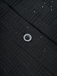 Manfinity Hypemode Bộ quần áo dài tay và áo sơ mi sequin thường ngày cho nam - màu đen - Xem 6