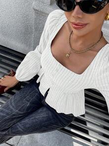 Pariaura 法式条纹方领女衬衫 - 白色 - 查看 3