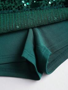 Sweetra 女式时尚多色亮片优雅裙裤 - 墨綠色 - 查看 3