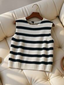 Franclia Damska kamizelka dzianinowa z kokardą w dużym rozmiarze, nowy wzór na jesień/zimę