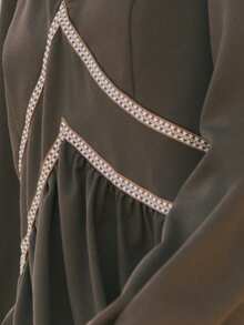 Nöista Dark Brown Autumn Vintage Brunch Elegant Long Sleeves Dress With Sparkly Trim For Women,Perfect For Spring Break,Party Occasions & Birthday Outfits - Brown - View 6