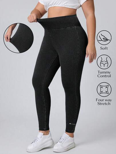 Flexra Plus Size Women High Waisted Skinny Stretchy Knit Casual Versatile Denim Jeans