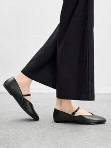 CUCCOO BIZCHIC Simple Casual Women Round Toe Buckle Flat Shoes, Suitable For Daily Wear For Christmas Spring Shoes - Black - View 4