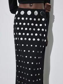 Maija 女士不规则亮片直筒裙，优雅时尚，适合派对场合，简约设计，春季女装，圣诞节，新年，感恩节，时尚系列，闪光裙，黑色裙，现代都市，新款时尚，夏季女装，亮片裙 - 黑色 - 查看 6