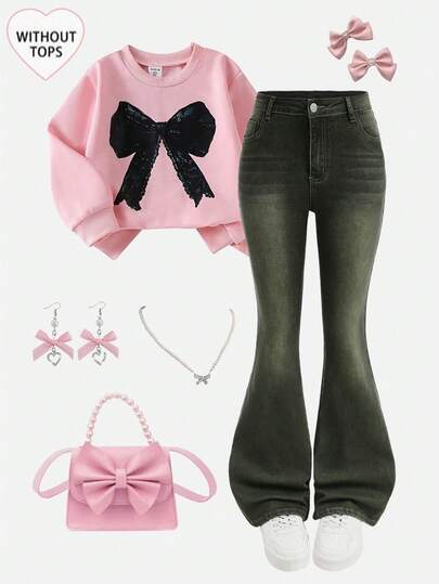 Girlism Teen Girls Fashion Casual Y2k Vintage Cool Street Returns To School College Basic Simple Military Green Stretch Tight Flared Jeans For Teen Girl Clothes Teen Girls Dailywear And Teen Girl Winter And Fall Rave Outfits Festival And Outfits Streetwear Clothes