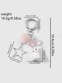 ROMWE Kawaii Móc khóa hình con cáo lông ngôi sao rỗng trái tim rỗng đa năng tinh tế và ngọt ngào của Ins - Hồng - Xem 4