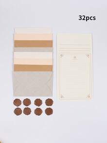 18 件/套浪漫雪景信封和文具套装，包括 4 个信封、8 张高级文具纸和 4 张封蜡，适用于学校、情书、贺卡和明信片。 - 信封套裝 - 查看 7