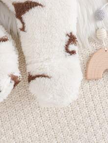 Cozy Pixies 新生女婴卡通恐龙印花保暖内衬圆领长袖连体衣 - 杏色 - 查看 5