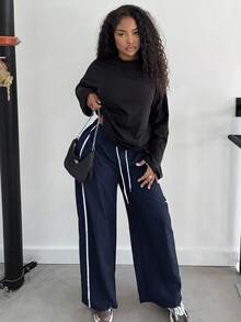 Alexandranx 女士休闲宽松哈伦裤 - 藏蓝色 - 查看 5