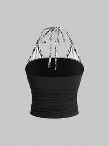 ROMWE Avant Shibuya Gyaru Y2K 2 合 1 女式背心 - 黑色 - 查看 2