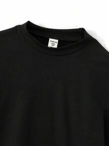 SHEIN Explorewe 2pcs/Set Tween Girl Streetwear Tee & Pants Set, Mock Neck Long Sleeve T-Shirt With Bow & Leopard Print, Casual Pants - Multicolor - View 5