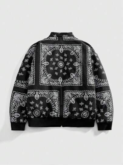 Street Life Veste zippée décontractée pour hommes avec imprimé noix de cajou, hiver