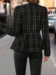 SHEIN Clasi Chaqueta elegante a cuadros para mujer, otoño/invierno