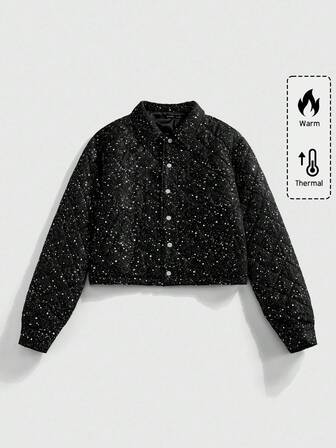 Street Life معطف رجالي فضفاض مبطن بترتر لامع، خريف/شتاء