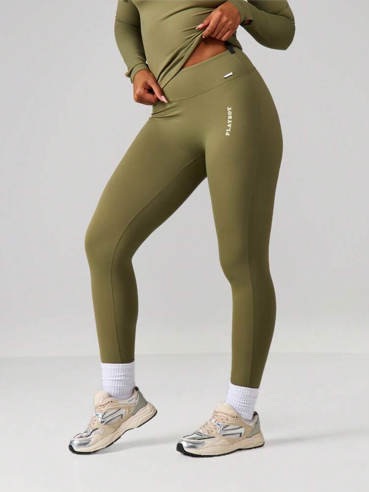 Missguided x Playboy High Waisted Performance Leggings With Logo Detail For Yoga Training And Active Workouts