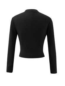 SHEIN Explorewe 2pcs/Set Tween Girl Streetwear Tee & Pants Set, Mock Neck Long Sleeve T-Shirt With Bow & Leopard Print, Casual Pants - Multicolor - View 6