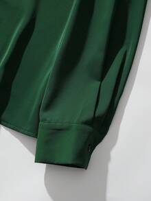 Franclia Ny V-ringad lös passformad blus för kvinnor - Grön - Visa 4