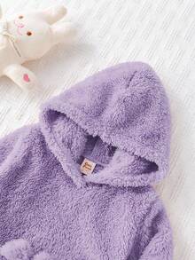 Cozy Pixies Áo nỉ dài tay có mũ lót giữ nhiệt họa tiết mèo cho bé gái - Màu tím - Xem 5