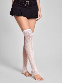 ROMWE Goth Ống giữ ấm chân cho nữ - trắng - Xem 2