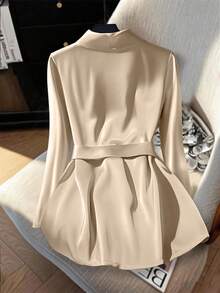 GlowEve CURVE 大码女式纯色长袖系带优雅衬衫 - 香檳色 - 查看 2