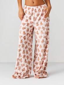 MISSGUIDED Bộ đồ ngủ in hình gấu Giáng sinh kèm áo hai dây ngắn và quần ống rộng, đồ mặc ở nhà - Nhiều màu - Xem 6
