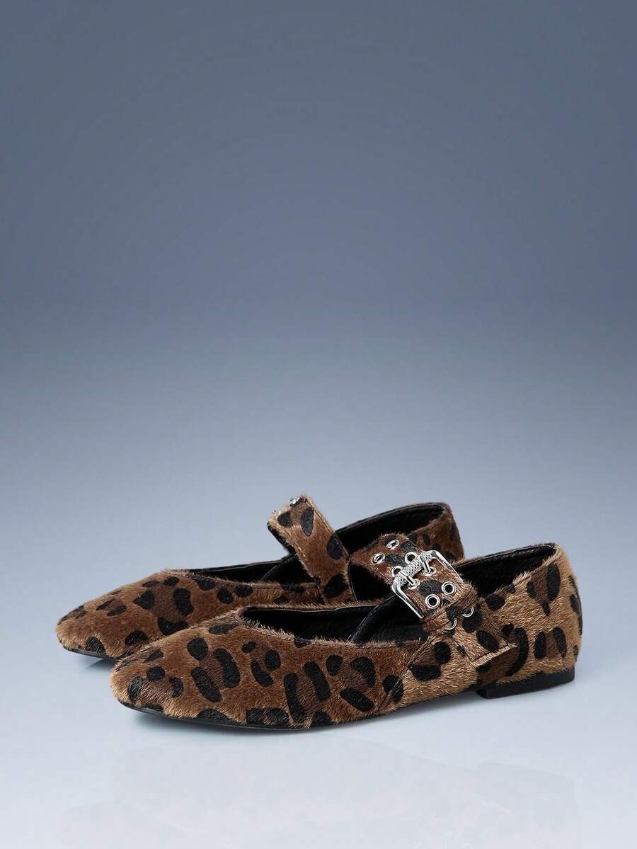 CUCCOO GRLICON Round Toe Mesh Motorcycle Style Mary Jane Flats, Punk Ballet Flat Shoes, Unisex Style, Suitable For Casual, Holiday, Christmas, Thanksgiving, New Year Party Outfits - Multicolor - View 1