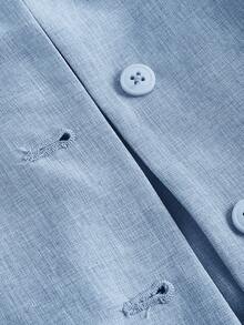 SHEIN MOD 休闲优雅女士连衣裙，办公室女士服装 - 藍色 - 查看 5