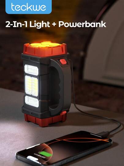 Teckwe Helle multifunktionale Leuchte, hochleistungs Solar-LED-Taschenlampe mit Seitenbeleuchtung & wiederaufladbarem Akku, robustes tragbares Design für Camping, Notfälle, Outdoor-Arbeit, Wandern, Angeln, Wanderessentials, Notfallleuchte