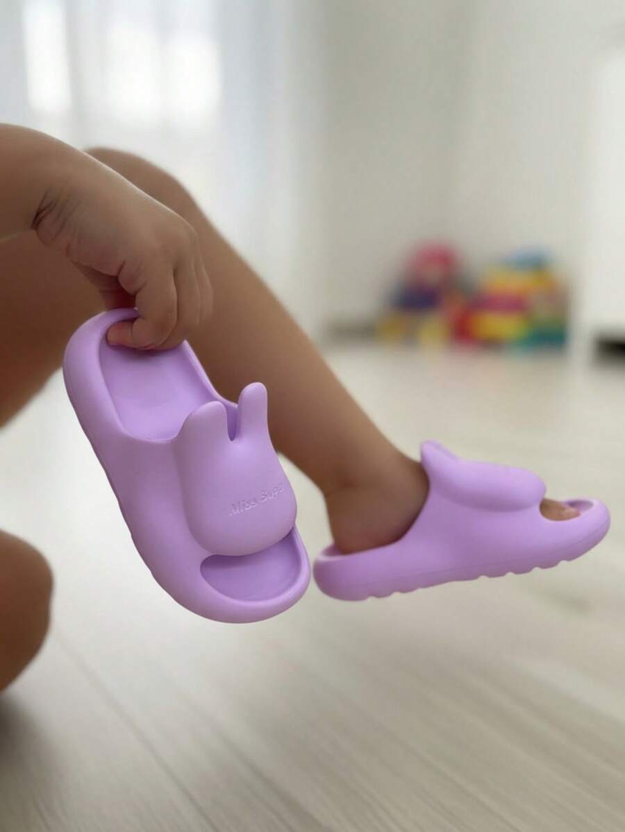 Niña Sandalia EVA Decorada Punta Redonda Sin Cordones Estilo Tierno Diario Verano Pantufla - Morado - Ver 1