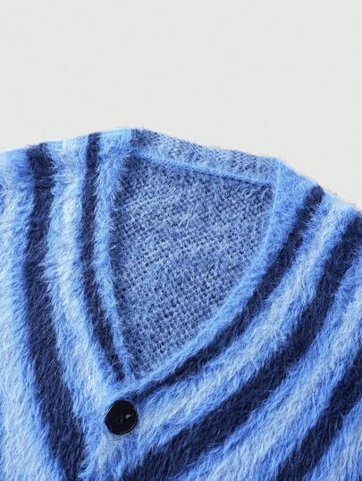 Street Life Men's Casual Colorblock Striped Cardigan, Autumn/Winter