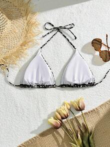 Swim SXY 2025 Plus Size Women Solid Color Triangle Cup Tankini Top - Multicolor - View 2