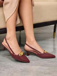 Sleekvia Women's Fashion Versatile Pointed Toe High Heel Pumps - Burgundy - View 5